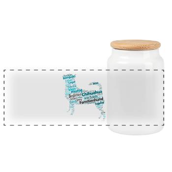 Chihuahua character term Wordcloud - Panoramic Cookie Jar with Wooden Lid - white - Front