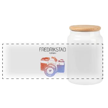 Fredrikstad, Norvège - Boîte à biscuits avec couvercle en bois - blanc - Devant