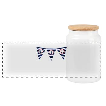maritim, Meer, Leuchtturm, Flagge, wimpel - Panorama Keksdose mit Holzdeckel - Weiß - Vorne