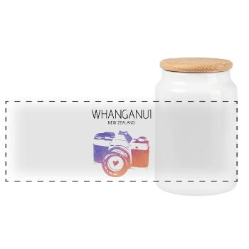 Neuseeland, Whanganui - Panorama Keksdose mit Holzdeckel - Weiß - Vorne