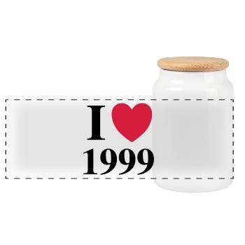 i heart 1999 I love 1999 gift I love 1999 - Panoramic Cookie Jar with Wooden Lid - white - Front