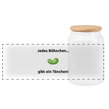 Jedes Böhnchen gibt ein Tönchen Bohne Geschenk - Panorama Keksdose mit Holzdeckel - Weiß - Vorne
