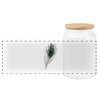 Plume de paon, paon, oiseaux - Boîte à biscuits avec couvercle en bois - blanc - Devant