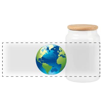 Earth motif as a gift idea - Panoramic Cookie Jar with Wooden Lid - white - Front