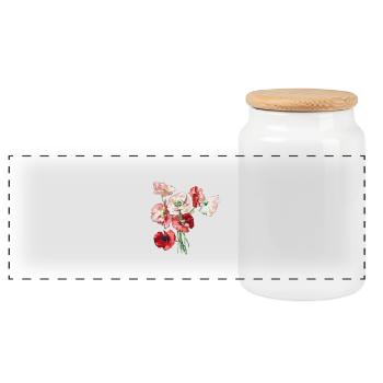 Bunch of flowers - Panoramic Cookie Jar with Wooden Lid - white - Front