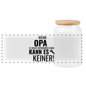 WENN OPA ES NICHT REPARIEREN KANN KANN ES KEINER - Panorama Keksdose mit Holzdeckel - Weiß - Vorne