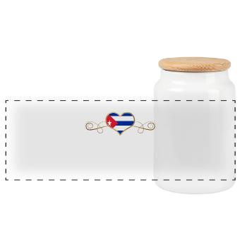 Gold Love Land Roots Cuba - Panoramic Cookie Jar with Wooden Lid - white - Front