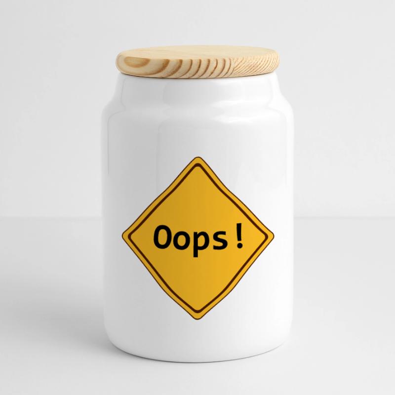 error, oops !, customizable Panoramic Cookie Jar with Wooden Lid