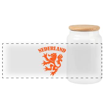 nederland lion tshirt - gift wm soccer - Panoramic Cookie Jar with Wooden Lid - white - Front