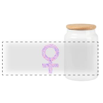 Female symbol gift idea woman sign - Panoramic Cookie Jar with Wooden Lid - white - Front