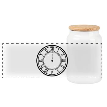 12 Uhr Geschenk Idee - Panorama Keksdose mit Holzdeckel - Weiß - Vorne