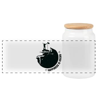 Le bonheur c'est la randonnée Randonnée Montagne Gift Mountains - Boîte à biscuits avec couvercle en bois - blanc - Devant