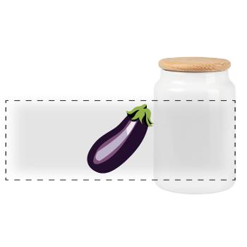 aubergine - Boîte à biscuits avec couvercle en bois - blanc - Devant