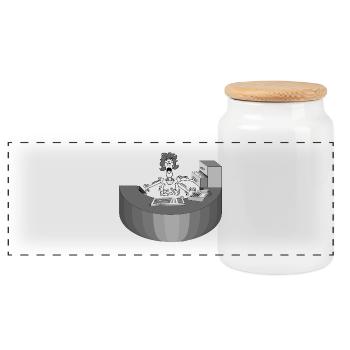 Rezeption Frau Multitasking Idee Geschenk Arbeit - Boîte à biscuits avec couvercle en bois - blanc - Devant