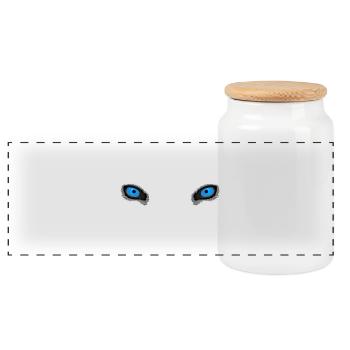 Deep Blue Wolf Eyes - Panoramic Cookie Jar with Wooden Lid - white - Front