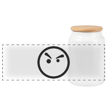 Smiley angry - Panoramic Cookie Jar with Wooden Lid - white - Front