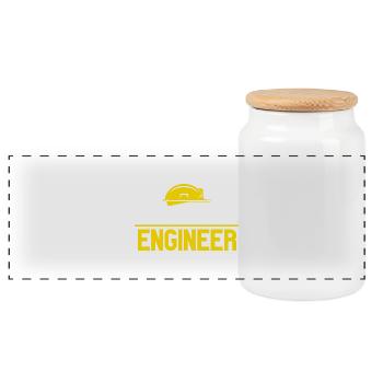 Thanks God I am an Engineer mit Helm Motiv - Panorama Keksdose mit Holzdeckel - Weiß - Vorne