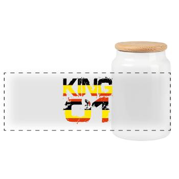 Geschenk King 01 Land Partner Uganda - Panorama Keksdose mit Holzdeckel - Weiß - Vorne