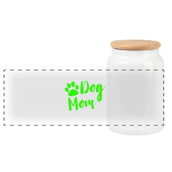 Dog Mom mit Pfote in gruen als Geschenk - Panorama Keksdose mit Holzdeckel - Weiß - Vorne