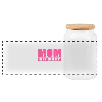 Mom has break ask your dad - Panoramic Cookie Jar with Wooden Lid - white - Front