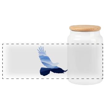 ADLER motif design gift idea birthday style - Panoramic Cookie Jar with Wooden Lid - white - Front