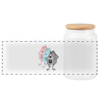 three crazy house with retro vintage chicken legs - Panoramic Cookie Jar with Wooden Lid - white - Front