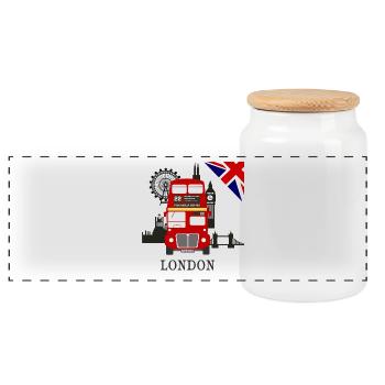 England, London, sightseeing, - Panorama Keksdose mit Holzdeckel - Weiß - Vorne