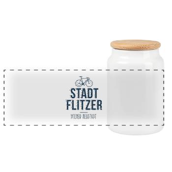 Stadt Flitzer Wiener Neustadt - Panorama Keksdose mit Holzdeckel - Weiß - Vorne