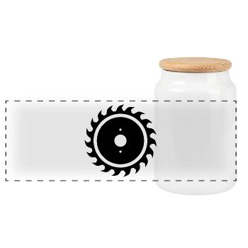 Circular Saw Saw Blade Tool Carpenter Gift - Panoramic Cookie Jar with Wooden Lid - white - Front