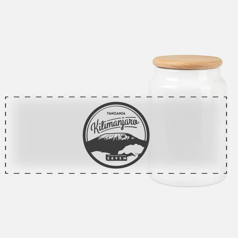 Kilimanjaro - Panorama Keksdose mit Holzdeckel - Weiß
