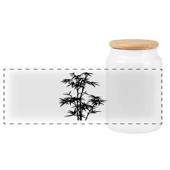 Bambus Silhouette Pflanze Geschenkidee Asien - Panoramic Cookie Jar with Wooden Lid - white - Front