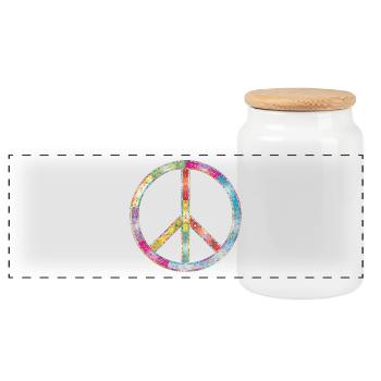 Peace - Panorama Keksdose mit Holzdeckel - Weiß - Vorne