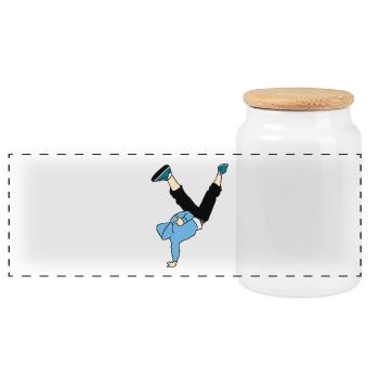 Breakdancer / Hip Hop - Panoramic Cookie Jar with Wooden Lid - white - Front