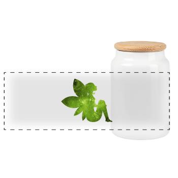 idée verte cadeau Fée Elfe - Boîte à biscuits avec couvercle en bois - blanc - Devant