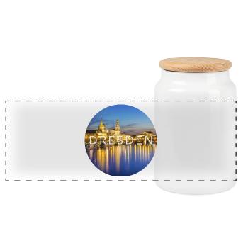 Dresden - Panorama Keksdose mit Holzdeckel - Weiß - Vorne