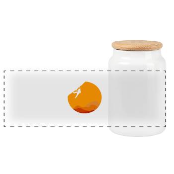 Klettern vor Sonnenuntergang Sonne Berg Geschenk - Panoramic Cookie Jar with Wooden Lid - white - Front