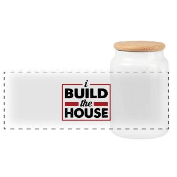 Je construis la maison - artisans - Boîte à biscuits avec couvercle en bois - blanc - Devant