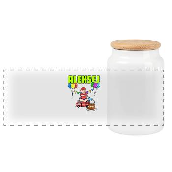 Fire Department Aleksej gift - Panoramic Cookie Jar with Wooden Lid - white - Front