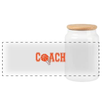 Basketball Coach - Panoramic Cookie Jar with Wooden Lid - white - Front