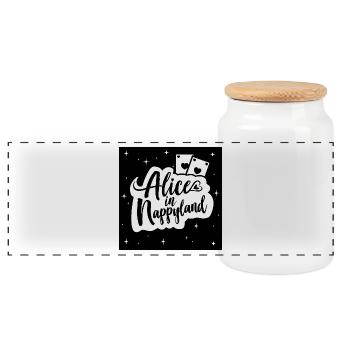 Alice in Nappyland 1 - Panoramic Cookie Jar with Wooden Lid - white - Front