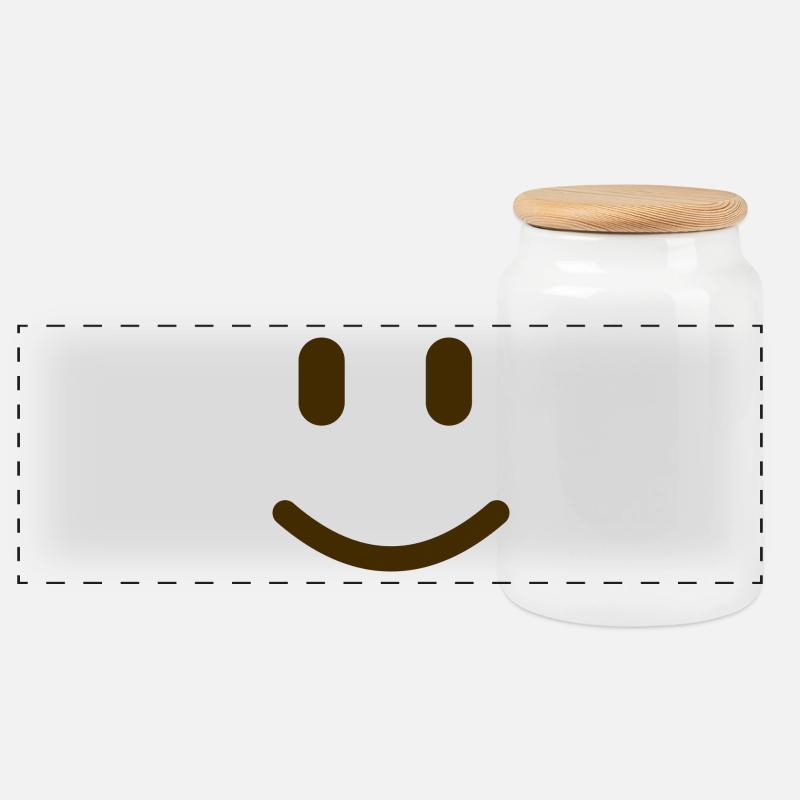 Keep Smile - Panorama Keksdose mit Holzdeckel - Weiß