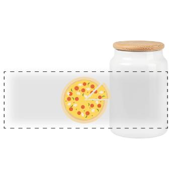 Pizza T-Shirts - Panorama Keksdose mit Holzdeckel - Weiß - Vorne