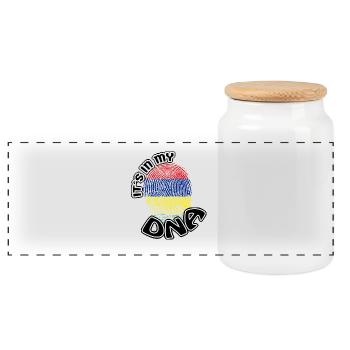 Gift Its in my dna dns roots Mauritius - Panoramic Cookie Jar with Wooden Lid - white - Front