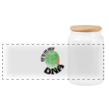 Geschenk Its in my dna dns roots Sambia - Panorama Keksdose mit Holzdeckel - Weiß - Vorne