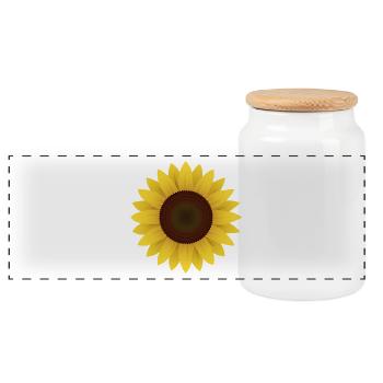 Sonnenblume Geschenk Idee - Panorama Keksdose mit Holzdeckel - Weiß - Vorne