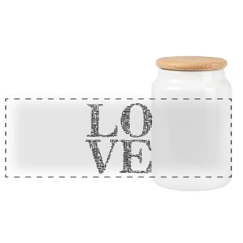 L'amour et l'amour - Boîte à biscuits avec couvercle en bois - blanc - Devant