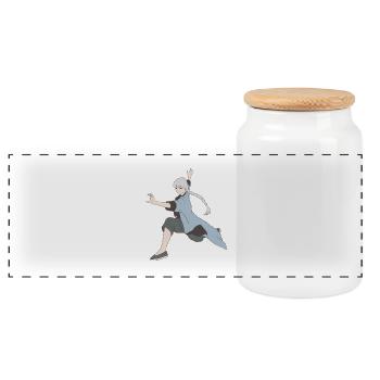 Tai chi kung fu fille - Boîte à biscuits avec couvercle en bois - blanc - Devant