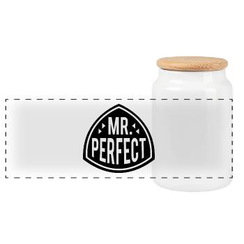 MR PERFECT - Panoramic Cookie Jar with Wooden Lid - white - Front