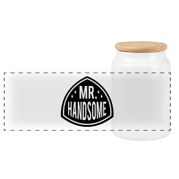 MR HANDSOME - Panoramic Cookie Jar with Wooden Lid - white - Front