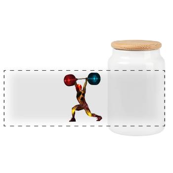 spacy weightlifter - Panorama Keksdose mit Holzdeckel - Weiß - Vorne